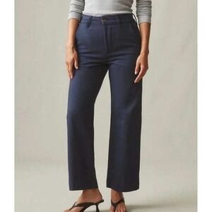 New American Giant Womens Wide Leg Pant Navy Blue Sz 2 Patch Pockets Made in USA